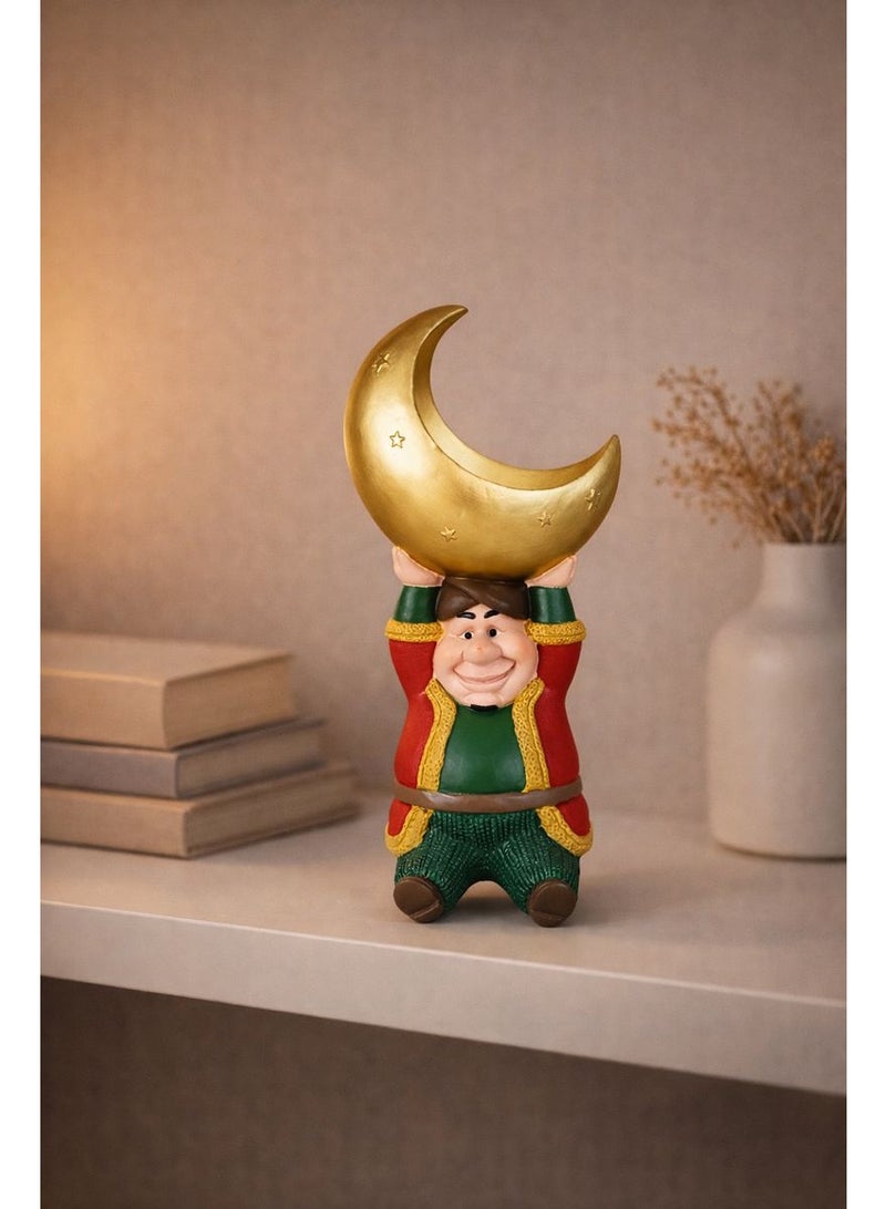 Home Care Resin Middle Eastern Style Moon Lifter, Muslim Eid Al-Fitr Decorative Colourful Painted, Rectangular, Multi-Purpose, Tabletop Display 12X24 cm - Image 5